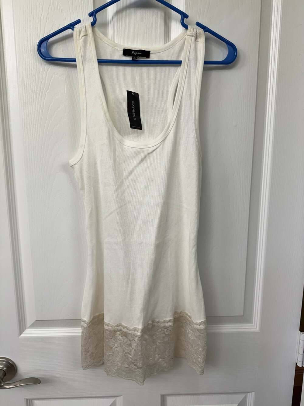 Express white ivory tunic tank lace large NWT Y2K vintage 90s 2000s tunic